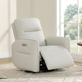 CHITA Faux Leather Power Recliner Chair, Swivel Glider Recliner for Adults, Nursery Rocking Chair with USB & Type-C Charging for Living Room, Bedroom, Creamy Grey