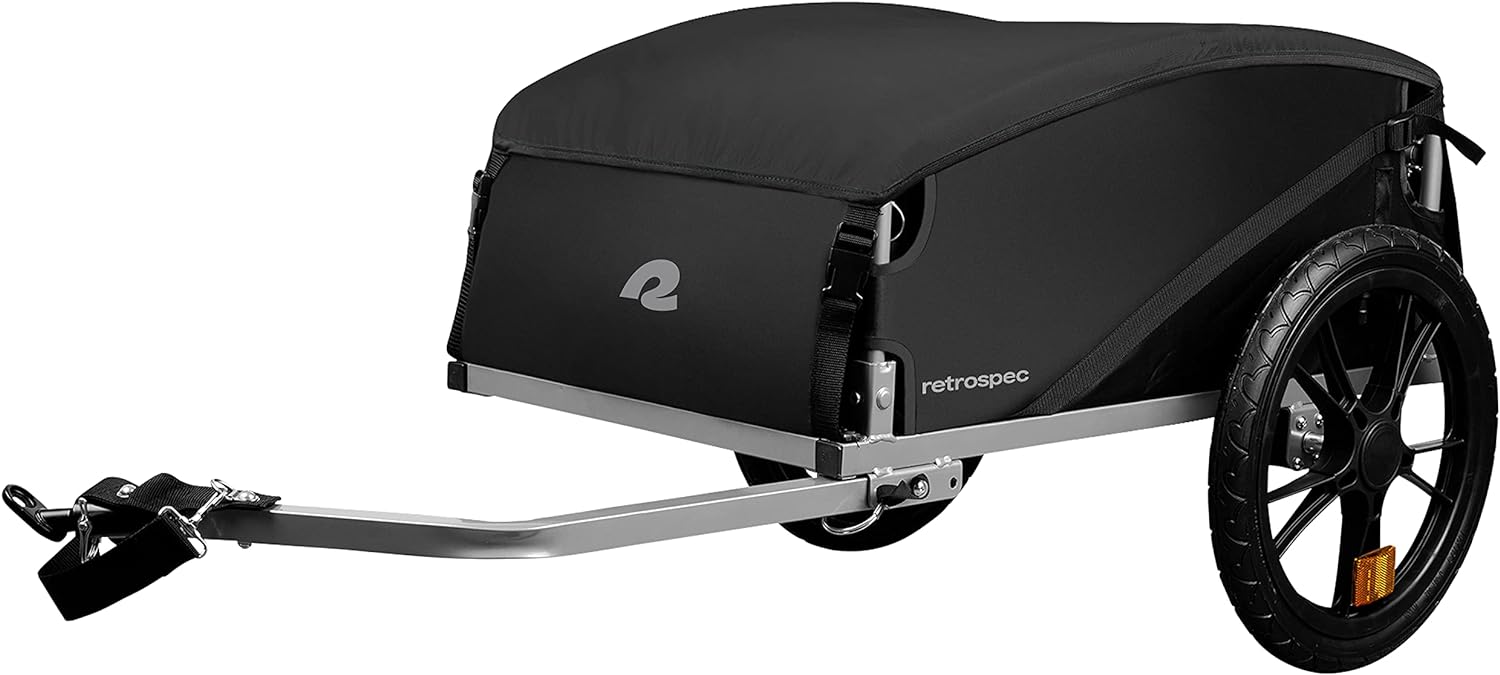 Retrospec Rover Hauler Bike Cargo Trailer - Foldable Frame with Weather-Resistant Fabric & 80lb Capacity - Universal Bike Trailer for 20-29in Wheels - Includes Safety Flag & D-Ring Anchors