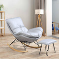 Modern Nursery Rocking Chairs, Rocking Chair Nursery with Footrest, Upholstered Rocking Chair Nursery Glider, Comfy Rest Reading Chair Water Resistant Nursery Chair,Gray