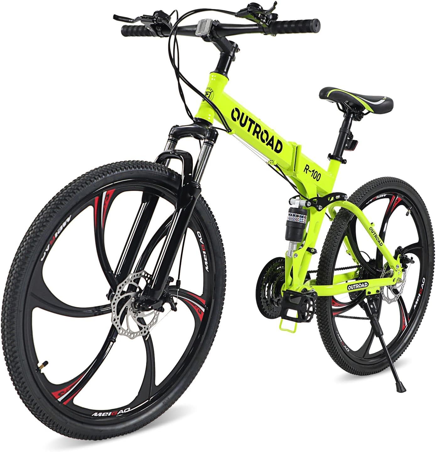 26 Inch Adult Folding Bikes/Mountain Bikes, 21 Speeds Mountain Bicycles with Full Suspension, Dual Disc Brake, High Carbon Steel Frame, Foldable Bike for Men/Women/Teen, Multiple Colors