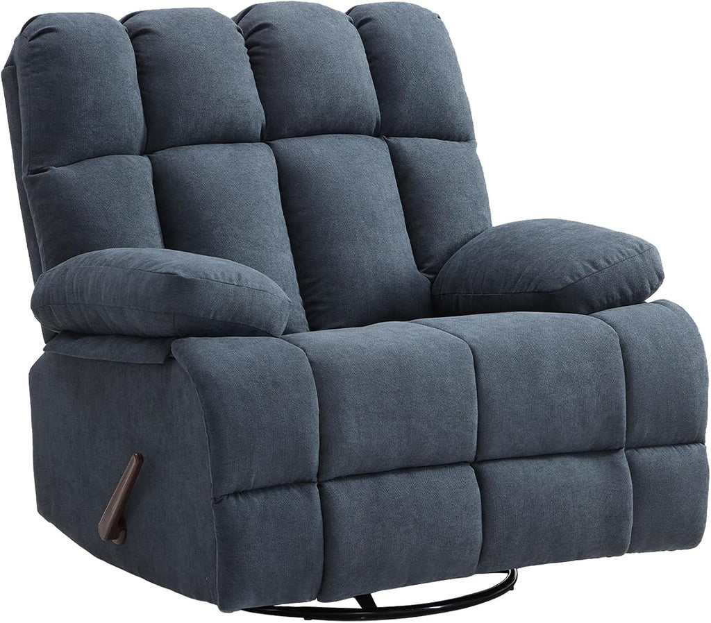 Eiayeebil Oversized Recliner Chair, 360° Swivel Rocker Recliner for Big Man, Extra Wide Manual Recliner, Overstuffed Soft Rocking Sofa Chair, Overstuffed Soft Rocking Sofa Chair for Living Room(Grey)