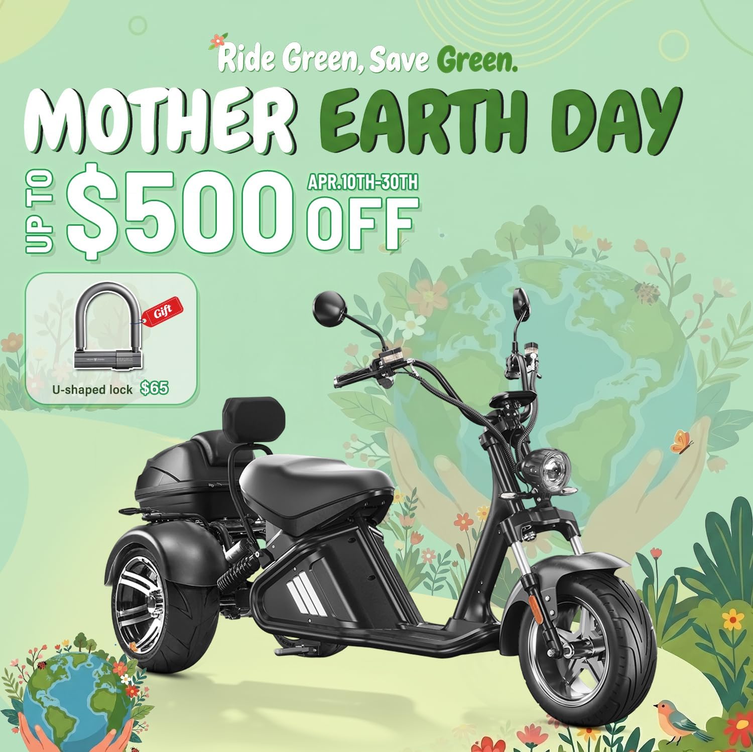 eAhora M1P 2000W Electric Tricycle for Adults & Seniors, 60V 30Ah Battery 26MPH 3-Wheel Electric Trike, 55 Miles Range Mobility Scooter with Storage Box, Hydraulic Disc Brakes, 5A Smart Charger
