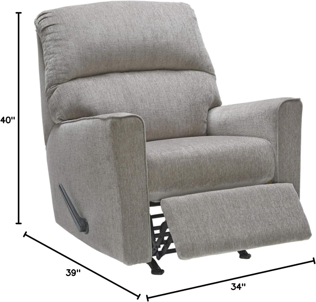 Signature Design by Ashley Altari Rocker Recliner Chair, Plush Chenille Upholstered Reclining Chair, Gentle Rocking Motion & One‑Pull Recline for Comfort, 34' W x 39' D x 40' H
