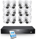 ZOSI 16CH 4K PoE Security Camera System, 12pcs 4K Outdoor Indoor PoE Cameras, Person Vehicle Detection, 2 Way Audio, Sound&Light Siren, Night Vision, 16Channel 8MP NVR with 4TB HDD for 24/7 Recording