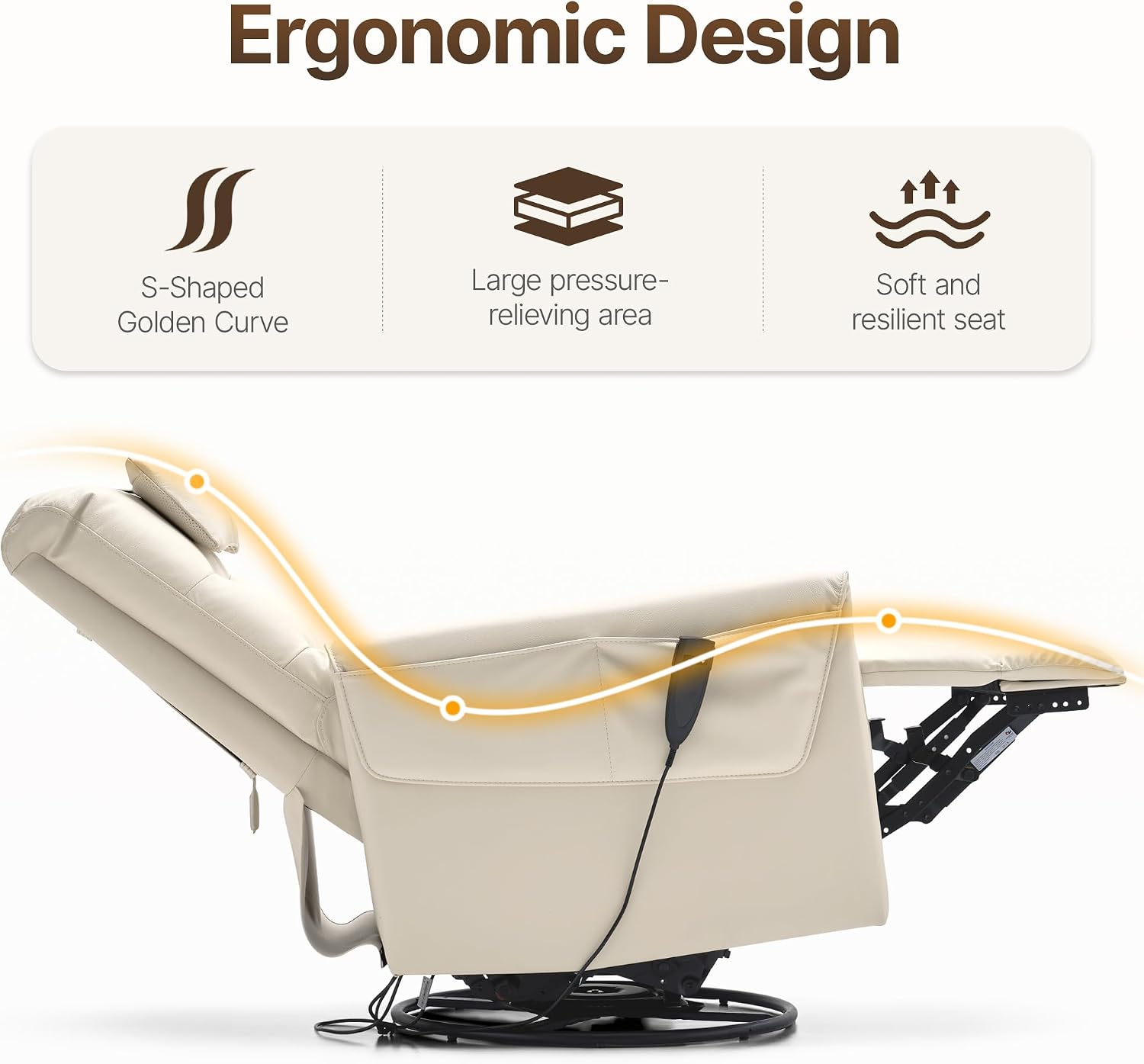 AIRSKY Genuine Leather Recliner Chair, Power Recliner Chair, Italian Water-Washing Process,Single Sofa for Living Room,Swivel Rocker Recliner, Lazy Boy Recliner Chairs, P1 (Beige)