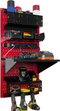 Wall Control Power Tool Storage Organizer Kit Cordless Drill Holder Charging Station Rack 16' x 32' Metal Pegboard Organization System (Red Pegboard)
