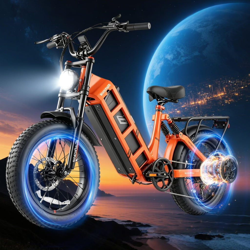 2026 Eahora 5400W Juliet Pro 2 Electric Bike for Adults 43MPH Dual Motor 70Ah Ebike 200Miles Long Range Electric Bicycle, 20'' Fat Tire Full Suspension Electric Mountain Bike for Commuting/Delivery
