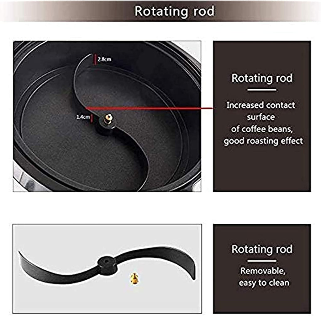 Coffee Machine 1800W Coffee Bean Roaster, Bevel Design Coffee Roaster with Temperature Adjustment Cereal Coffee Machine Suitable Household Baking High Capacity 800G