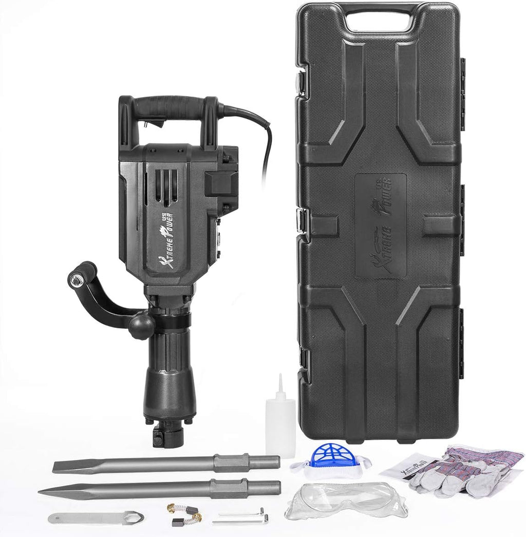 XtremepowerUS 2800W Demolition Jack Hammer Point Chisel Bits Demo Jack Hammer Cement Concrete Floor Breaker Block Punch Drill 55J Case