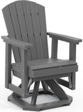 SERWALL Adirondack Swivel Glider Chair, HDPE Glider Rocking Chair for Outdoor, All-Weather Glider Chair for Porch, Balcony, Grey