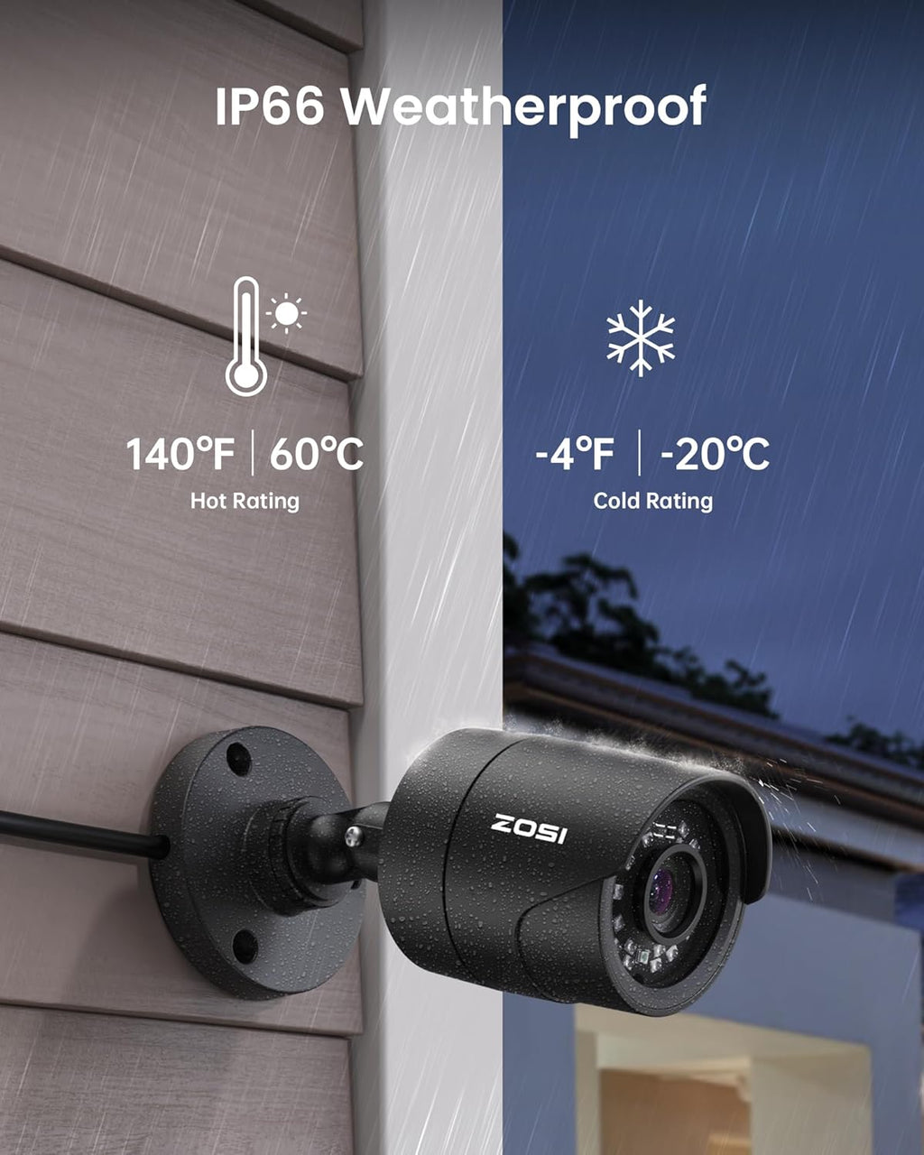 ZOSI 8CH 5MP 3K Lite Surveillance Wired Security Camera System with AI Human Vehicle Detection, 8 Channel H.265+ DVR and 4 x 1080p Bullet Camera Outdoor, 100ft Night Vision, IP66(No HDD Included)