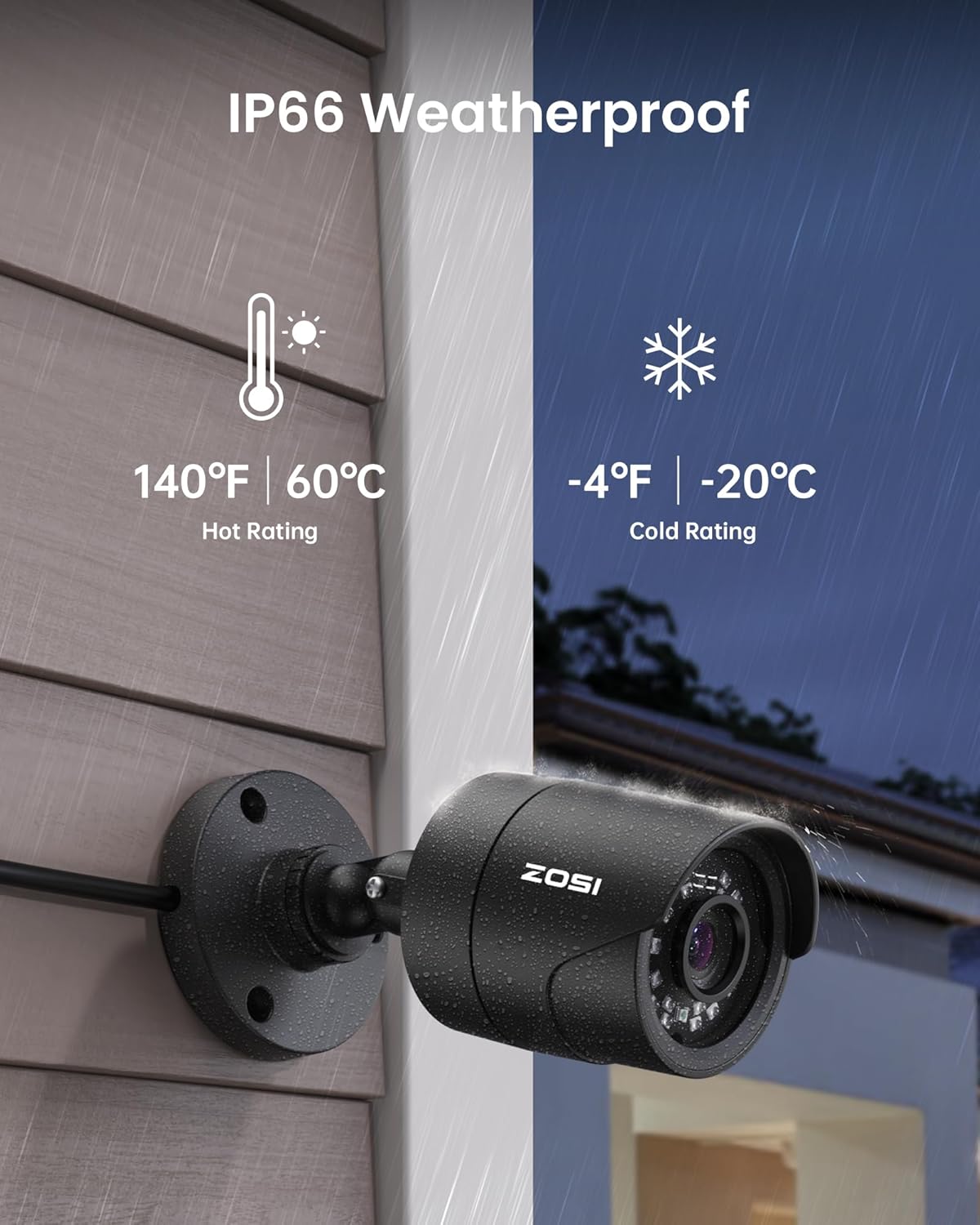 ZOSI 8CH 5MP 3K Lite Surveillance Wired Security Camera System with AI Human Vehicle Detection, 8 Channel H.265+ DVR and 4 x 1080p Bullet Camera Outdoor, 100ft Night Vision, IP66(No HDD Included)