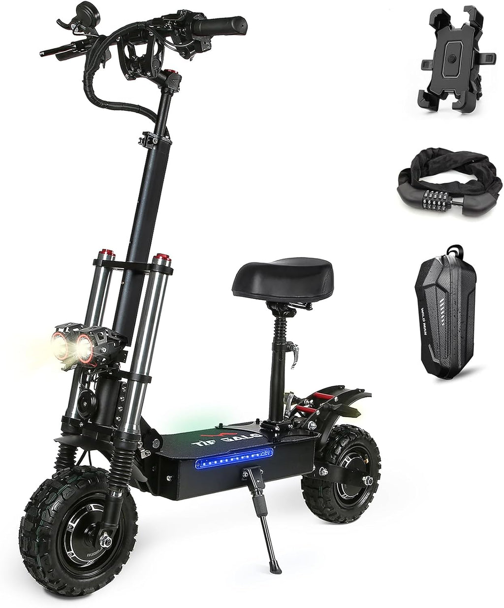 COFANSON Adult Electric Scooter 5600W Dual Motor with Seat, Top Speed 50mph, Range 50-60 Miles, Foldable Commuter Electric Scooter
