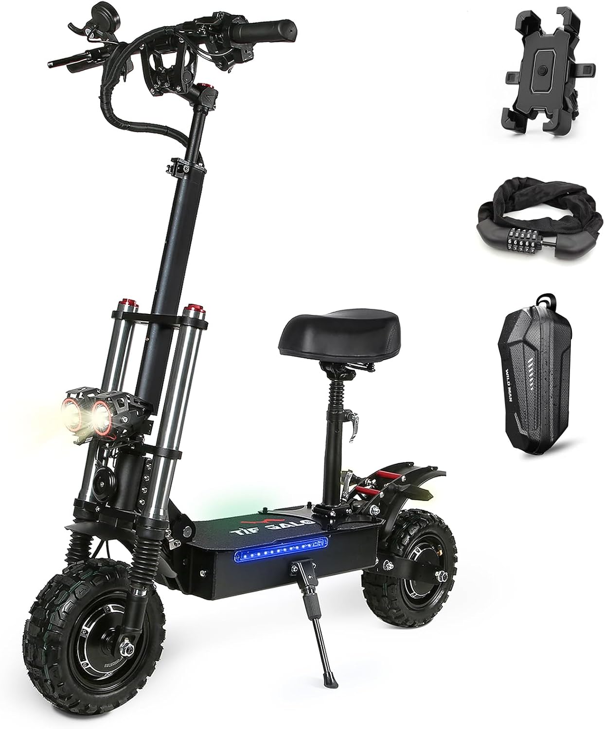 COFANSON Adult Electric Scooter 5600W Dual Motor with Seat, Top Speed 50mph, Range 50-60 Miles, Foldable Commuter Electric Scooter