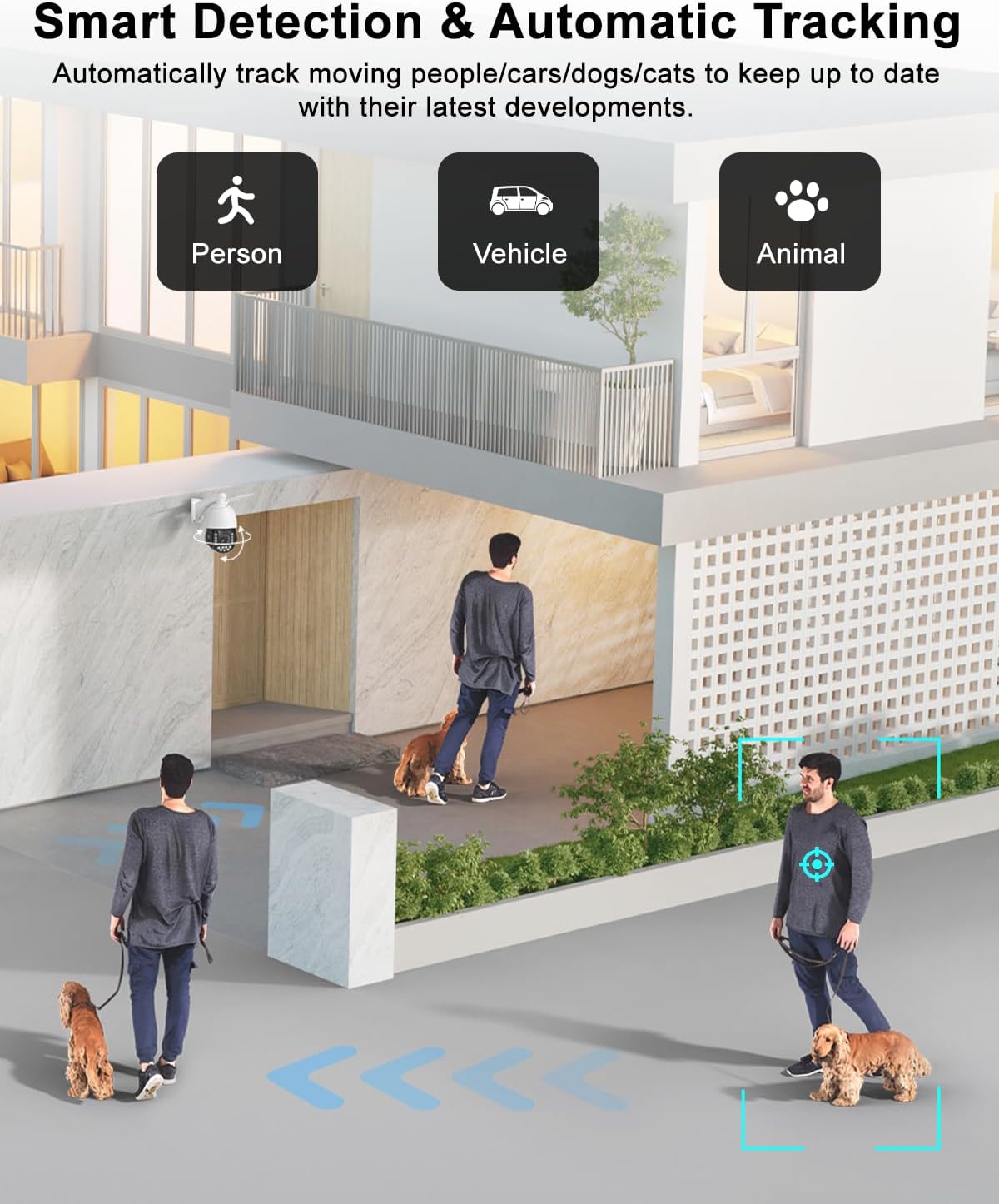 4K PTZ Security Camera Outdoor with 30X Optical Zoom, 1000FT Night Vision, 8MP 360° WiFi Wireless RTSP IP Camera, Auto Tracking, Person/Vehicle Detection, 2.4/5GHz Wi-Fi, 2-Way Audio