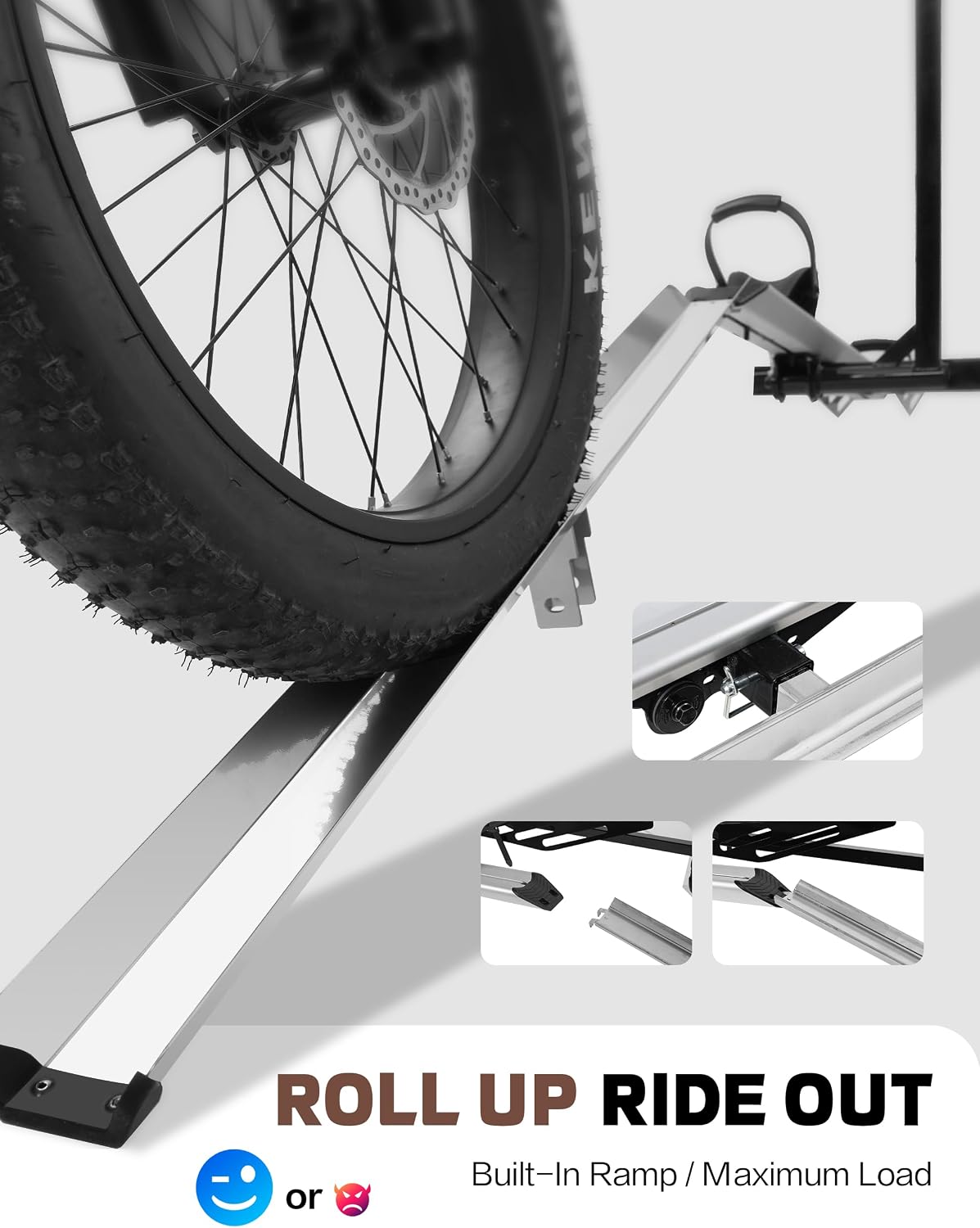 Young Electric Hitch Mount Single Bike Rack with Ramp for Electric Bike, 100 lbs. Capacity Bike Carrier for Truck, Trailer, RV, SUV