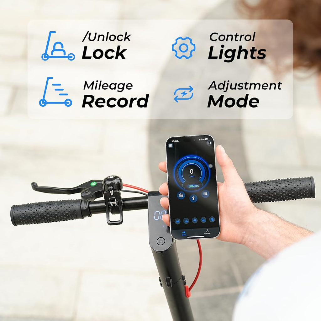 Electric Scooter, 500W/750W Powerful Motor, 22/25 MPH Top Speed & 23/28 Miles Range, 9.3'/10' Tires, Foldable Commuter Scooter for Adults and Teens with Dual Braking,Cruise Control,APP Control