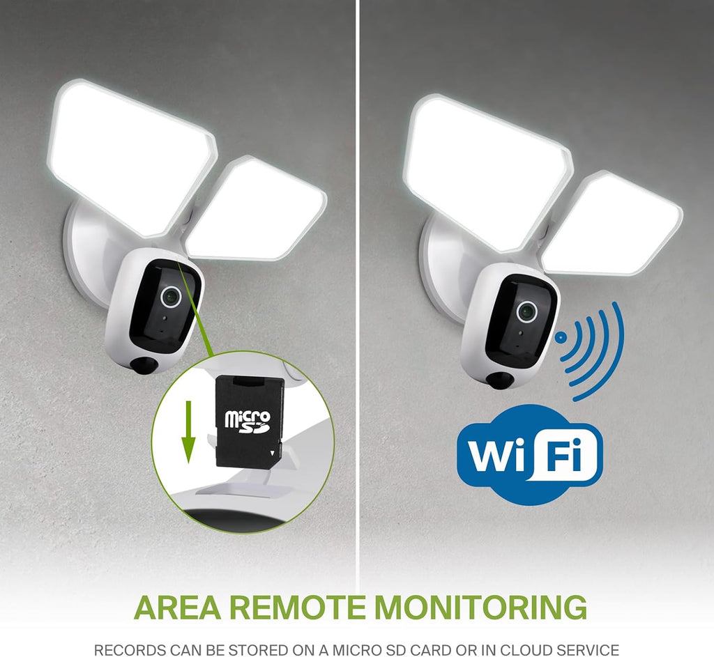 ASD Security Flood Light Camera Outdoor - Smart Floodlight Camera, 180° Motion Sensor Light, Works with Alexa & Google Assistant, 20W 120V 2700-5000K, Dusk to Dawn Lighting, UL, DLC Premium 6 Pack