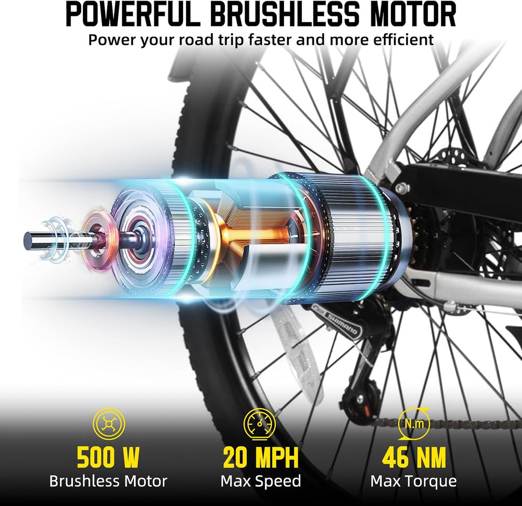 JOYSTAR 20 26 Inch Electric Bike for Kids Teens Ages 6+ with 250W/500W Brushless Motor, Electric Mountain Bicycle with Removable Battery, Safe Children Ebikes with Dual Disc Brakes