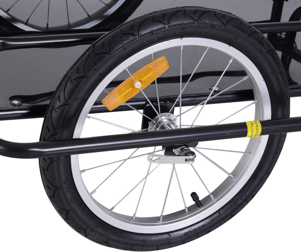 Aosom Bike Cargo Trailer, Bicycle Trailer, Heavy-Duty Bike Wagon Cart, Foldable Compact Storage, with Universal Hitch, 16' Wheels, 88 lbs. Capacity, Black