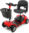 4 Wheel Mobility Scooters for Adults，Collapsible Compact Electric Scooter，Heavy Duty Powered Mobile Wheelchair Device with Lights，Basket and Long-Lasting Battery（Red）