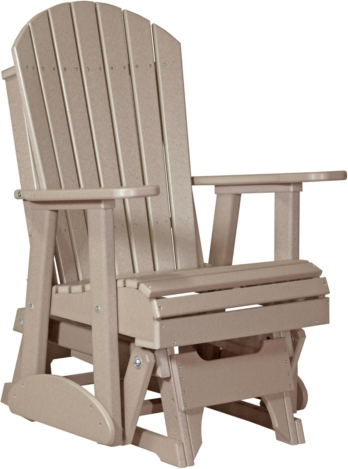 LuxCraft 2' Adirondack Glider Chair, Outdoor Patio Rocking Glider, Gliding Rocker for Outside (Weatherwood)