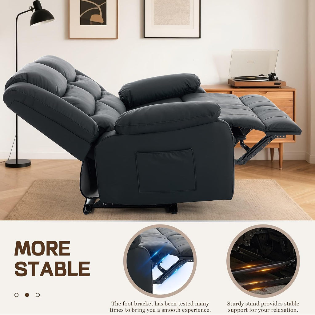 Korser Loveseat Recliner Sofa for RV Furniture and Theater Seating, Wall Hugger Loveseat Recliner, Oversized Loveseats Couch with Front Porckets&Side Pockets, Fabric, Black