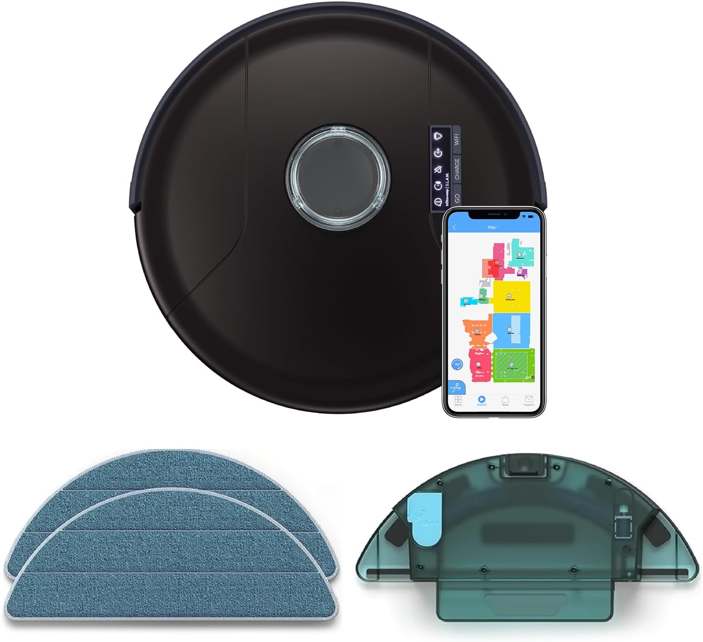 bObsweep PetHair SLAM Robot Vacuum Cleaner with Wet/Dry Mop, Advanced LiDAR Mapping with Editable Map/NoSweep Zones, Alexa/Google Compatible, Good for Pet Hair, Carpet, Hardwood and Tile, in Jet