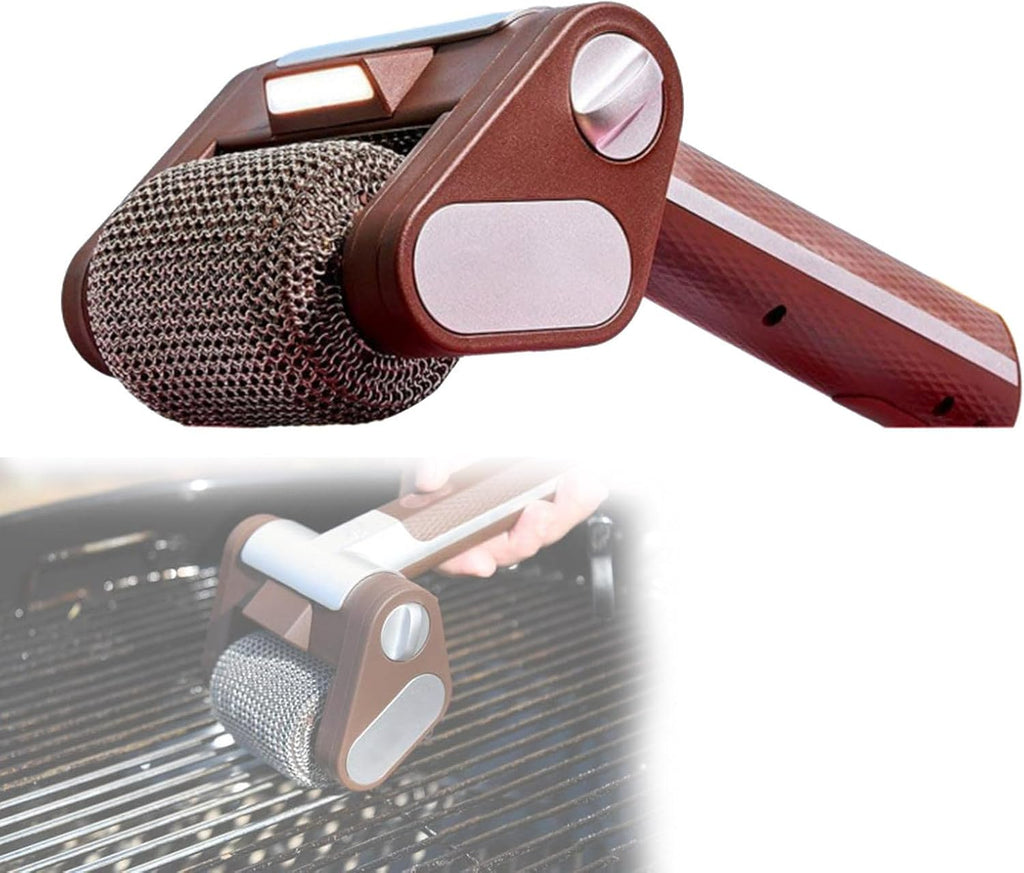 Electric Grill Cleaner Spinning Grill Brush Cordless Electric Grill Brush with Led Light Removable Stainless Steel Drum,Suitable for Blast Away Burnt-On Food