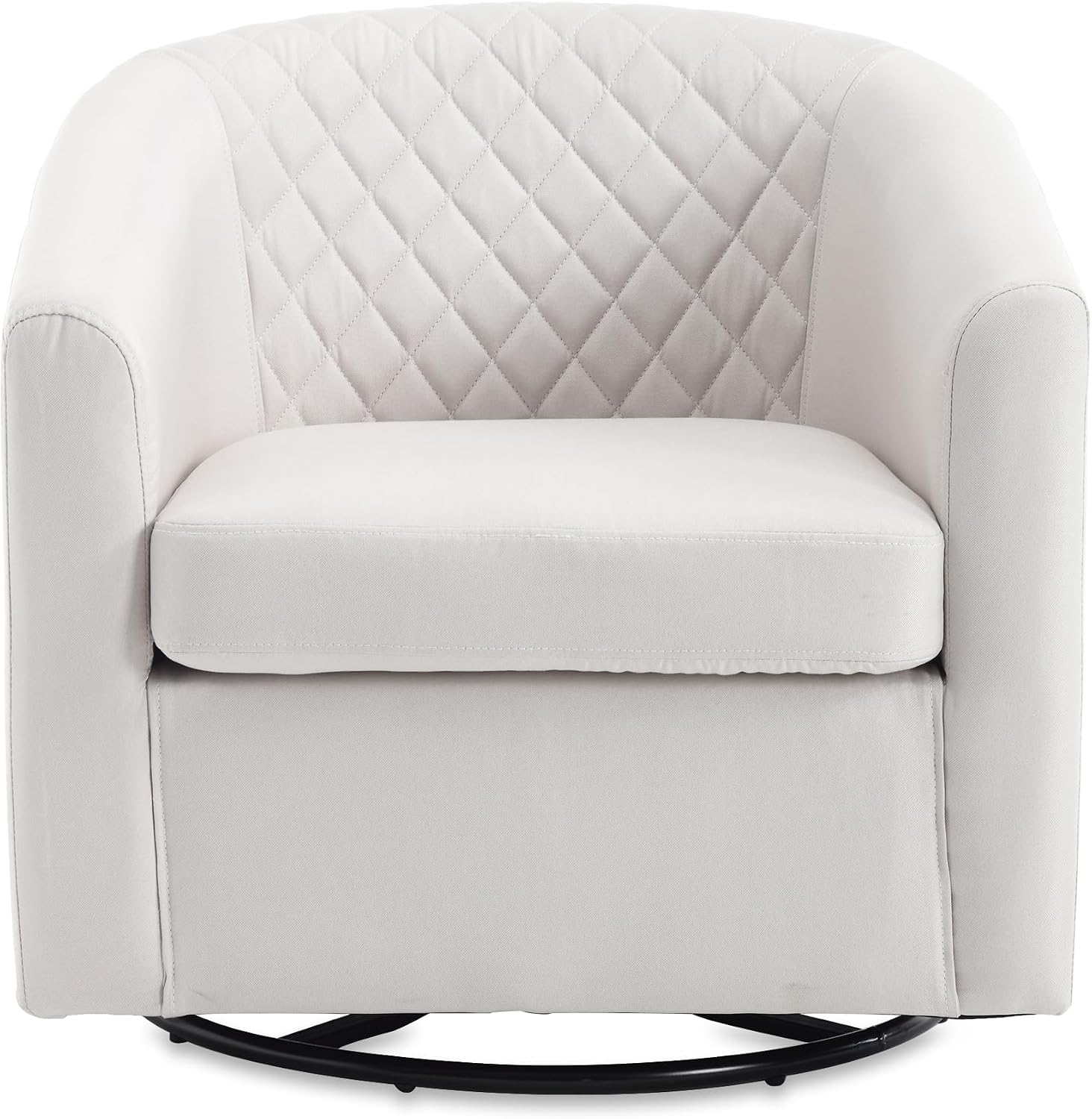 Modern Swivel Rocker Accent Chair Armchair Round Swivel Barrel Chair, 360° Rotating and Glide Back and Forth, Linen Beige