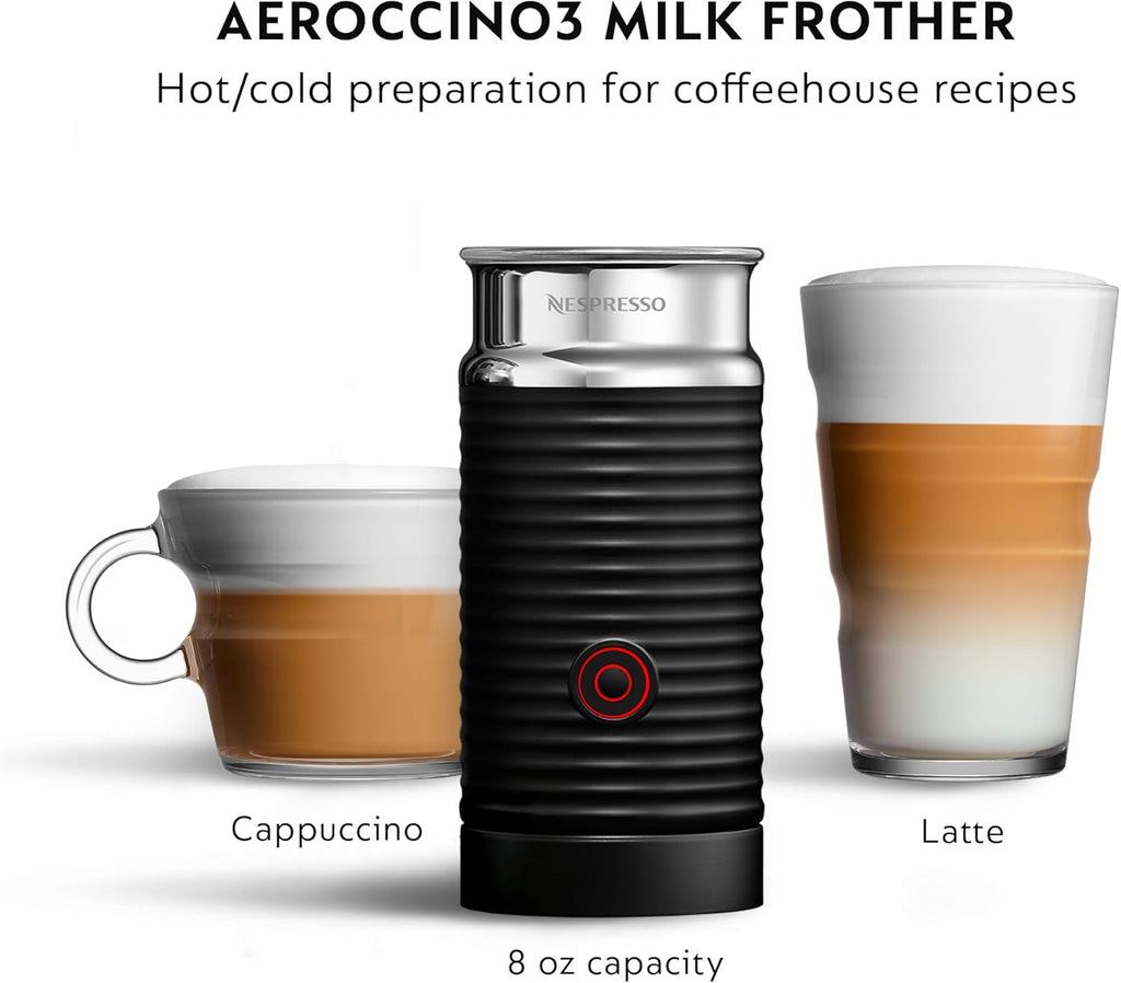 Nespresso Vertuo Coffee and Espresso Maker by De'Longhi, Piano Black with Aeroccino Milk Frother