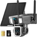 Dragon Touch 4G Cellular Security Camera, 4K Wireless Outdoor Solar Camera Triple Lens Bullet-PTZ Cam, 4G or WiFi, 10x Optical Zoom, 360° View, AI Tracking, with SIM Card, Local Storage