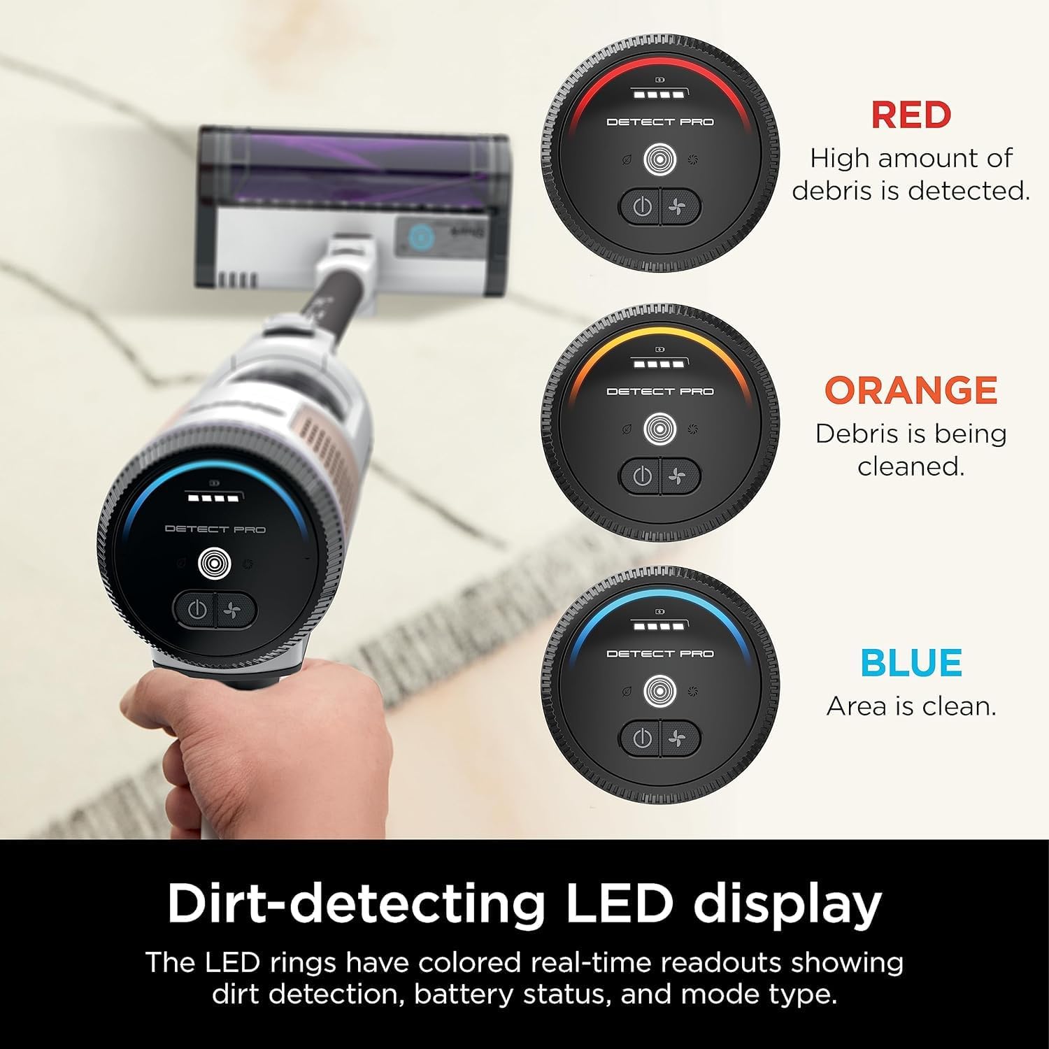 Shark IW1111 Detect Pro Cordless Stick HEPA Filter, QuadClean Multi-Surface Brushroll, Lightweight Vacuum, Includes 8' Crevice Tool, Up to 40-Minute Runtime, Dark Grey/Silver (Renewed)