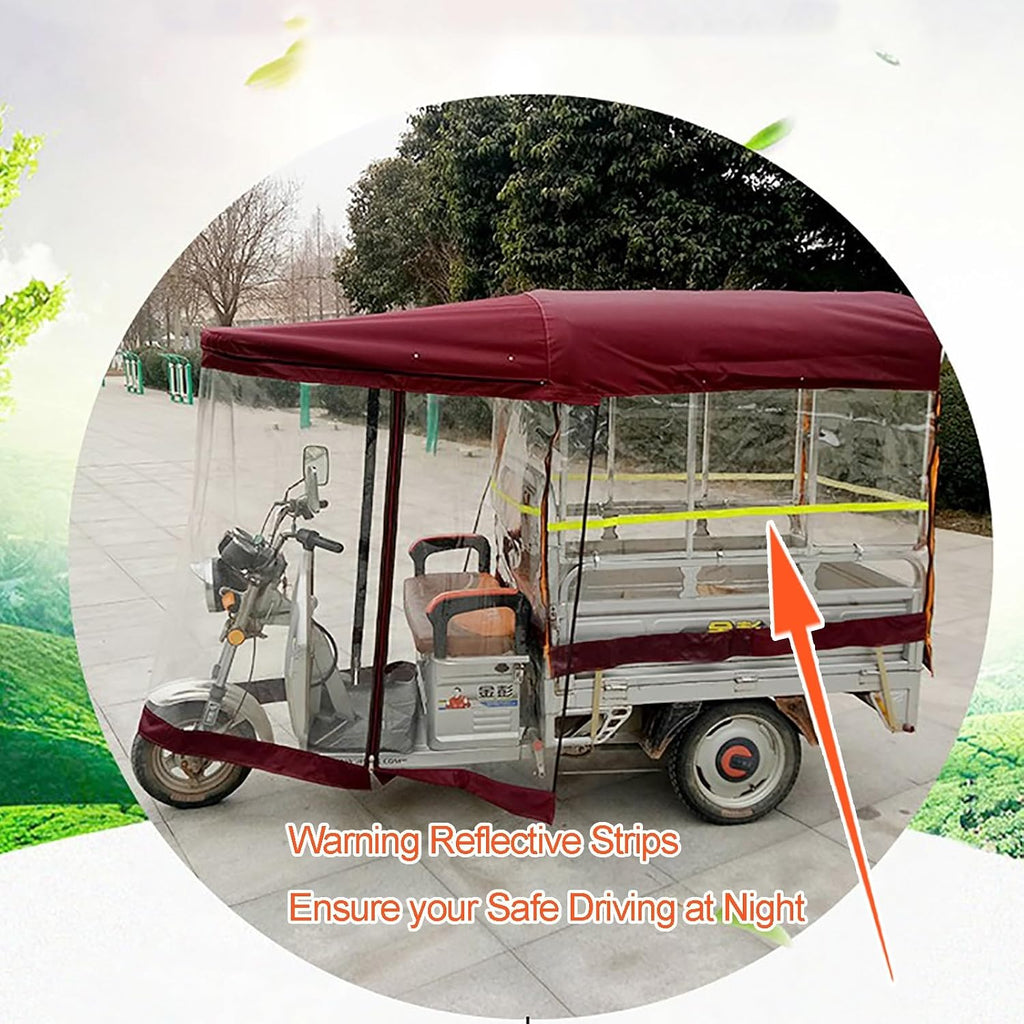 Electric Tricycle Awning, SANBENGZI Dump Truck Rainproof Tarpaulin, 3 Wheel Cargo Trike Windshield,Adult Tricycle Bike Cover (Size : L:150cm/55in W:95cm/37in)