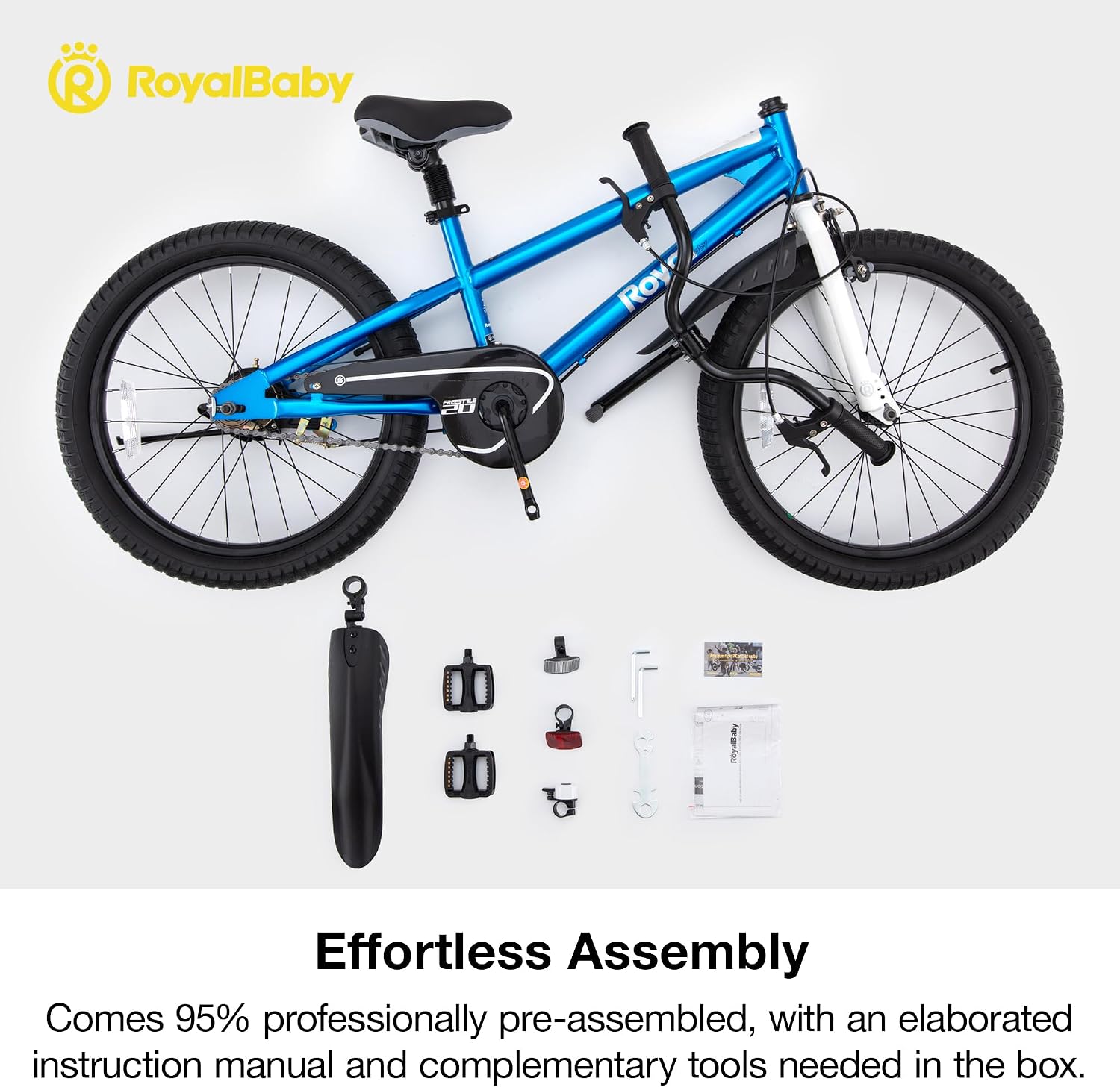 RoyalBaby Kids Bike with Dual Handbrake for Beginners,12 14 16 18 20 Inch Bicycle for Boys & Girls Ages 3-10 Years