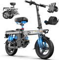 Heavy-Duty Foldable Electric Bike for Adults with 7-Shock Suspension, 500+ lbs Capacity, 740W Motor, 25MPH, 720Wh Battery, 20 Mile Range, 14' Fat Tires Commuter Electric Bicycles for Road & Mountain