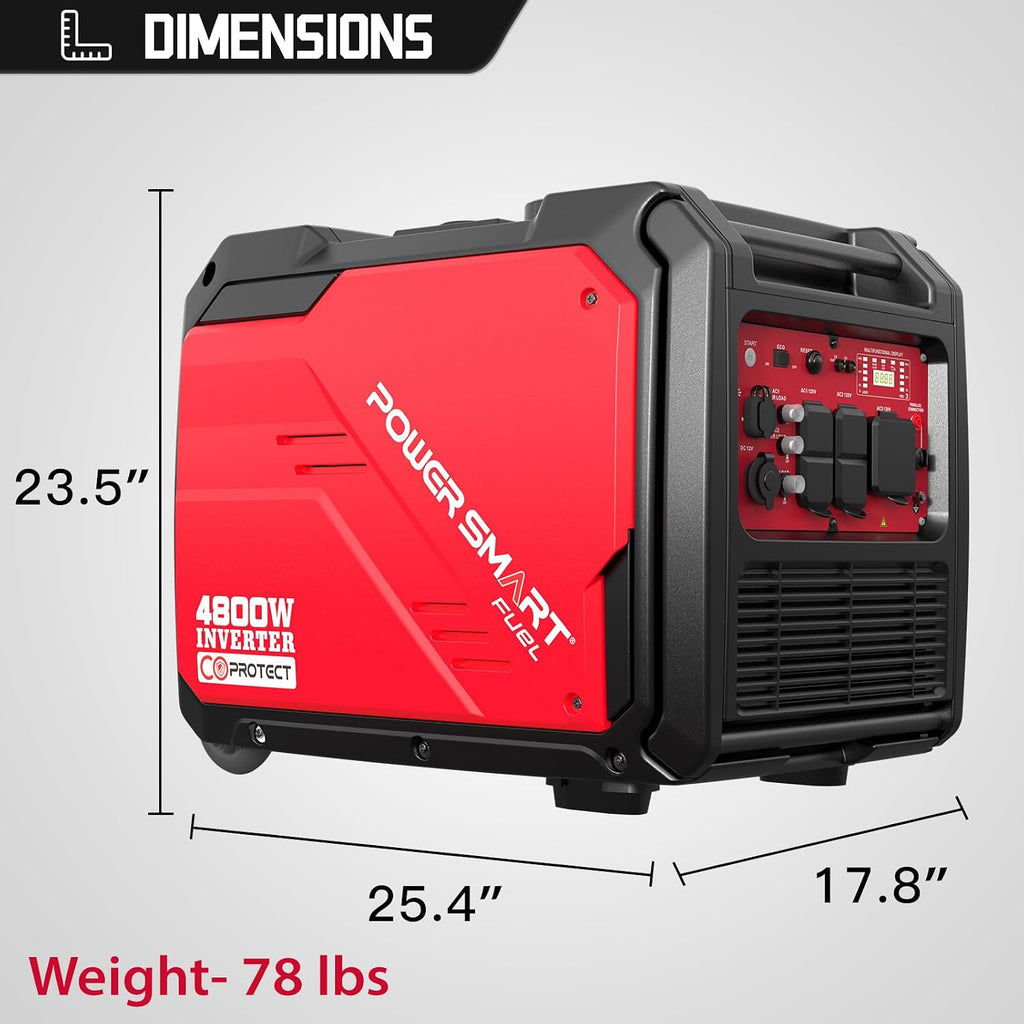 PowerSmart 4800W Portable Inverter Generator, Remote/Electric Start, Gas Powered, Quiet & Parallel Ready, RV Ready with 30A Outlet, EPA & CARB Compliant for Home Backup, Camping,Portable Power Station
