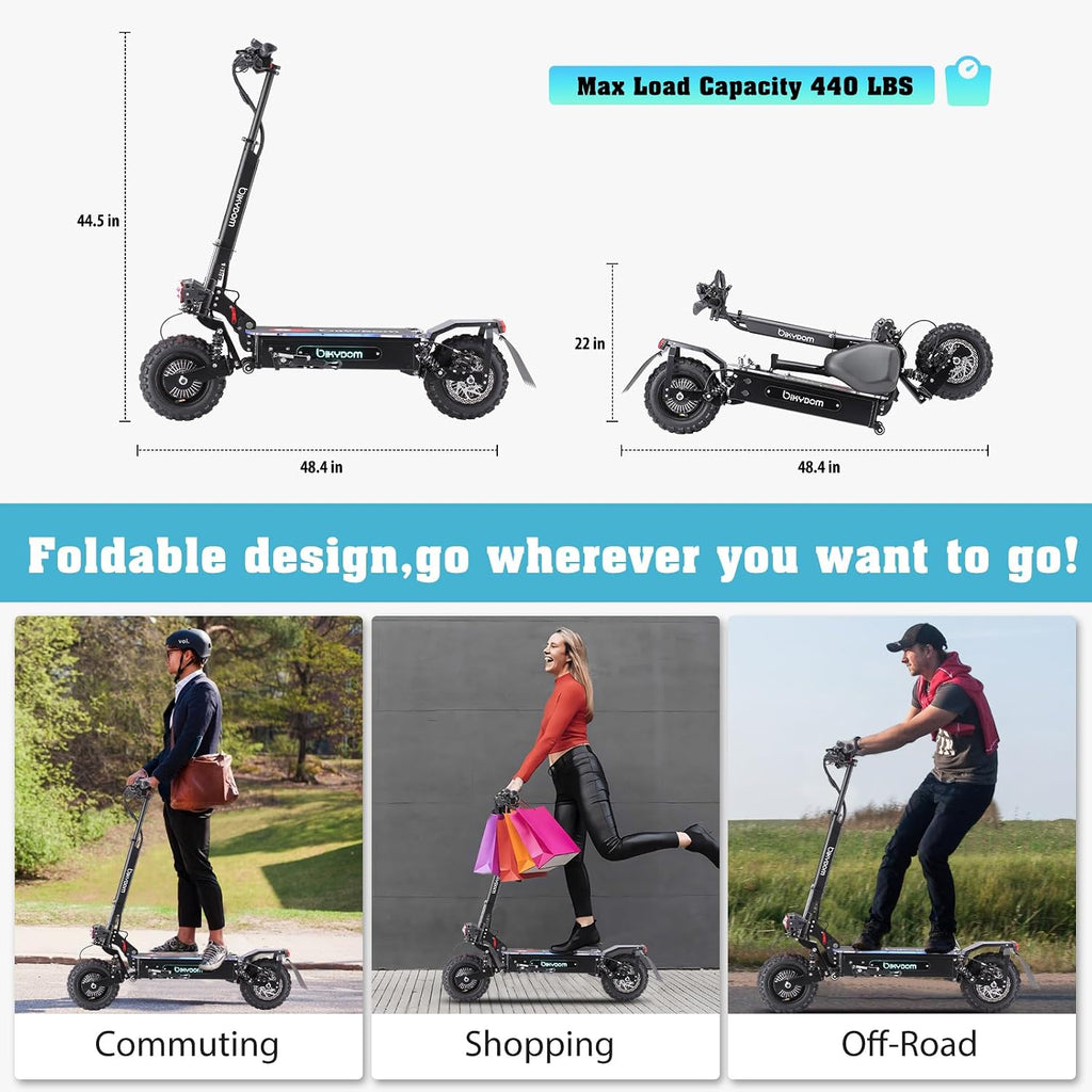 Electric Scooter for Adults, 5600W/1500W/1200W/800W Motor Fast Electric Scooter, 46/40/35 MPH Top Speed, 27Ah/20.8Ah/15.6Ah Battery, 10/11' Off Road Tire Foldable E-Scooter for Commuter Outdoor campus