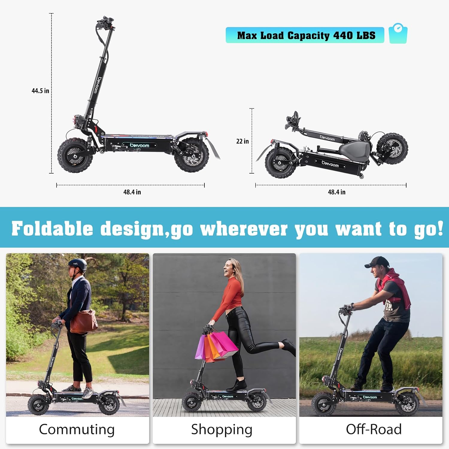 Electric Scooter for Adults, 5600W/1500W/1200W/800W Motor Fast Electric Scooter, 46/40/35 MPH Top Speed, 27Ah/20.8Ah/15.6Ah Battery, 10/11' Off Road Tire Foldable E-Scooter for Commuter Outdoor campus