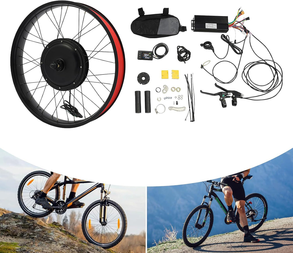 LOYALHEARTDY 700C/20/24/26/ Inch Front Wheel Hub Ebike Conversion Kit, Front Wheel Electric Bicycle Kit Front Wheel Hub Motor with Controller, LCD Display, PAS (No Batteries)