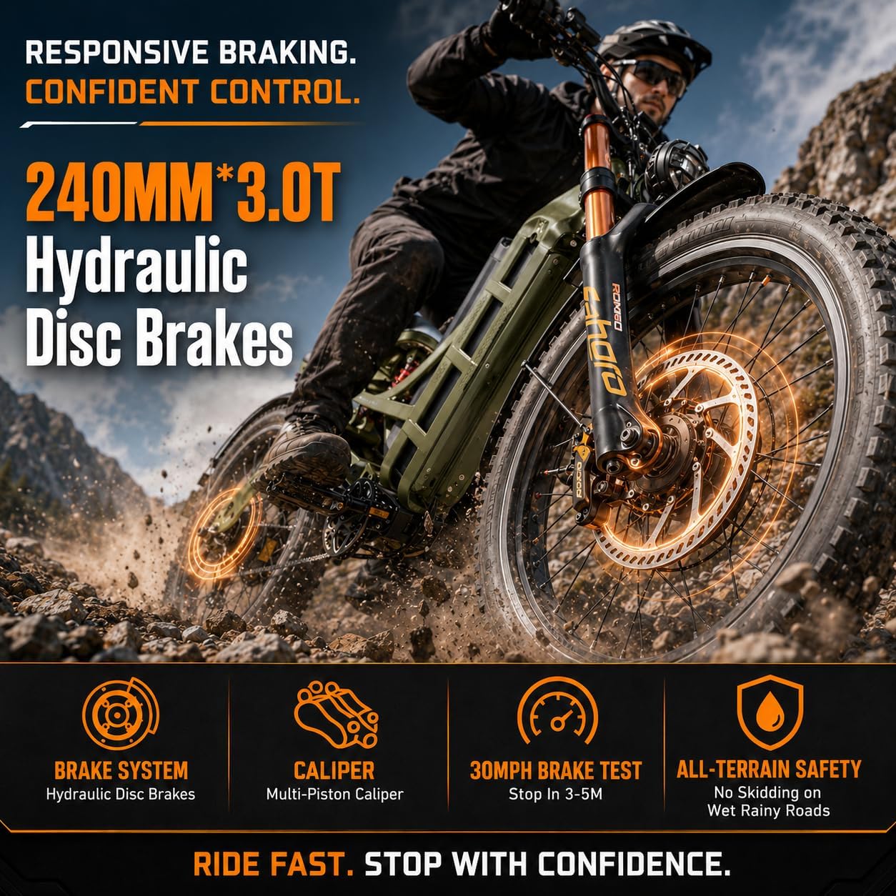 eAhora Romeo Pro 3 Electric Bike for Adults, 5600W 50MPH Dual Motor Ebike, 60V 80AH 250Miles Long Range Electric Bike, 26' *4.0 Fat Tire Electric Mountain Bike Full Suspension Off-Road E-Bike