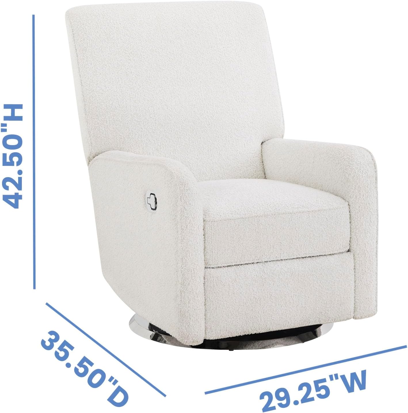 Delta Children Nest Nursery Swivel Recliner - Fabric is GREENGUARD Gold Certified and Oeko-TEX Standard 100 - Upholstered in a Unique Chenille Yarn for Blanket Like Softness, Oyster