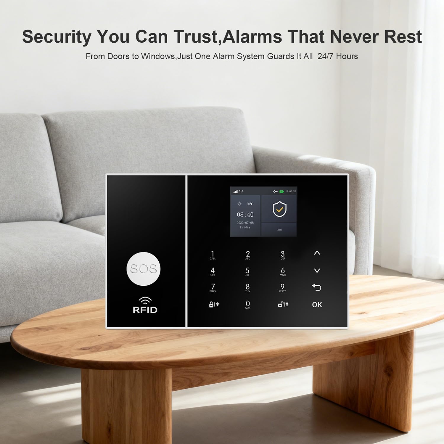LWOHSI Wireless Alarm System for Home Security,DIY Door and Motion Sensors,3MP HD Security Camera,WiFi+GSM 4G/Tuya Phone APP Real-Time Alert,Compatible with Alexa and Google,No Monthly Fee
