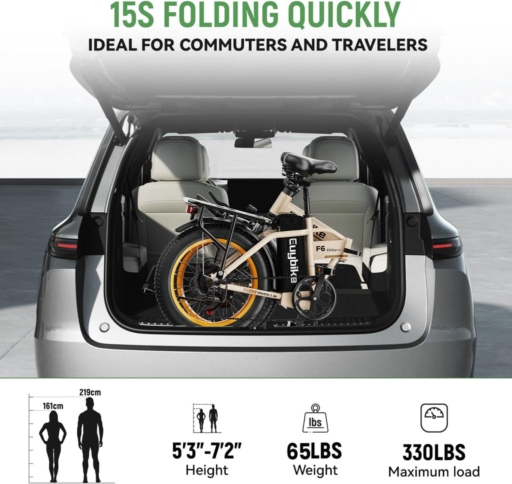 1000W Folding Electric Bike,48V 20AH Removable Battery E Bike,80 Miles Max Range Electric Bike for Adults,20' Fat Tire Foldable ebike,Adult Electric Bicycle for Commute Beach Snow