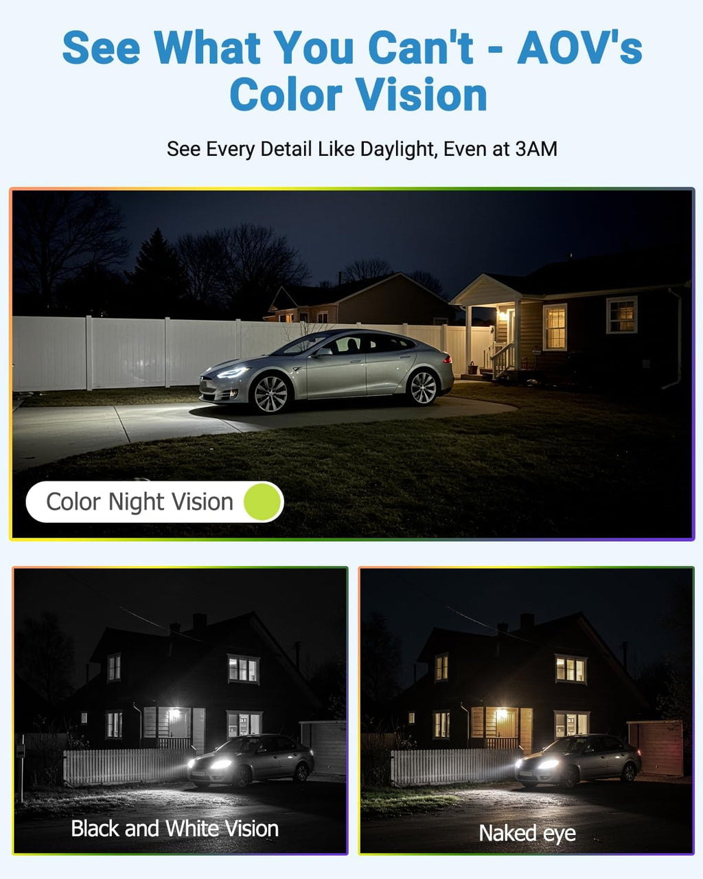 Solar Camera Security Outdoor - AOV 24/7 Recording Security Cameras Wireless Outdoor with 360° View, Human Auto Tracking, 2K Night Vision, Compatible with Alexa/Google Assistant (4 Pack)