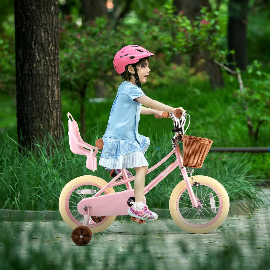RULLY Donna Kids Bike for Girls Ages 2-7 Years, 12 14 16 Inch Princess Girls Bicycle with Doll Bike Seat, Training Wheels, Basket and Streamers, Kids Cycle Bikes, Multiple Colors | with Doll Bike Seat, Training Wheels, Basket, Streamers, Kids Cycle Bikes