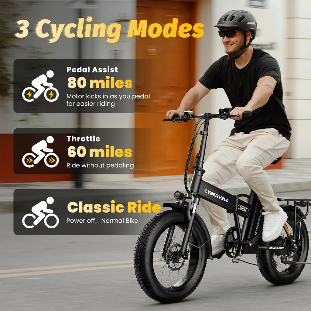 Folding Electric Bike, Removable Large Capacity Battery Ebike,Fat Tire Adult E-Bik,Long Range, Long-lasting Ebike