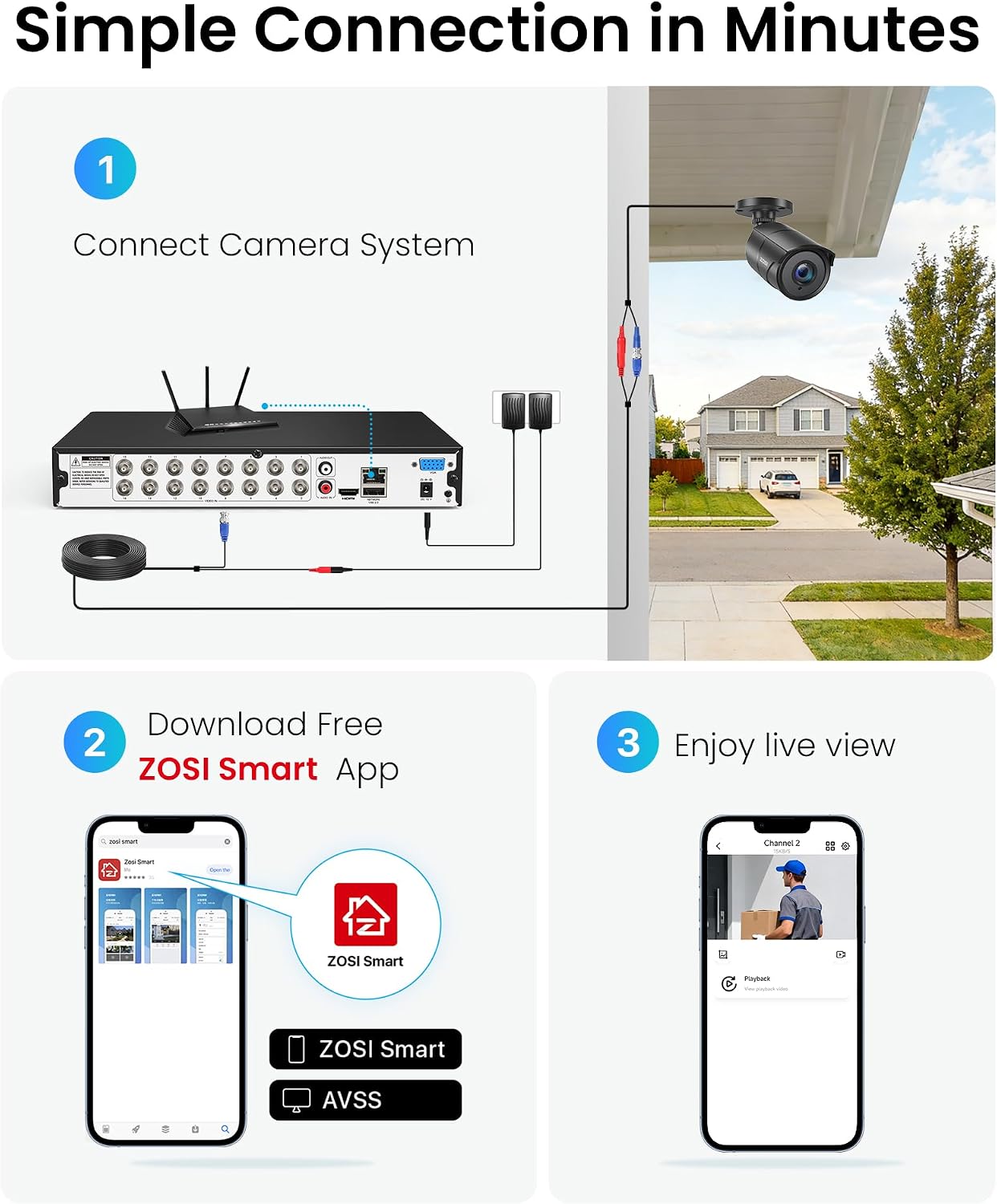 ZOSI 16CH 3K Lite Wired Security Camera System with Audio, AI Human/Vehicle Detection, 120FT Night Vision, 16 x 1080P Metal Indoor Outdoor Cameras, 16 Channel CCTV DVR with 2TB HDD for 24/7 Recording