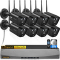 OOSSXX (2026 New) 5MP Wireless Security Camera System, 10CH WiFi NVR with 8 Outdoor Cameras & 2TB HDD, Dual Antennas 55% Longer Range, 2.4/5.8GHz, 130° Wide Angle, 2-Way Audio, No Fee App