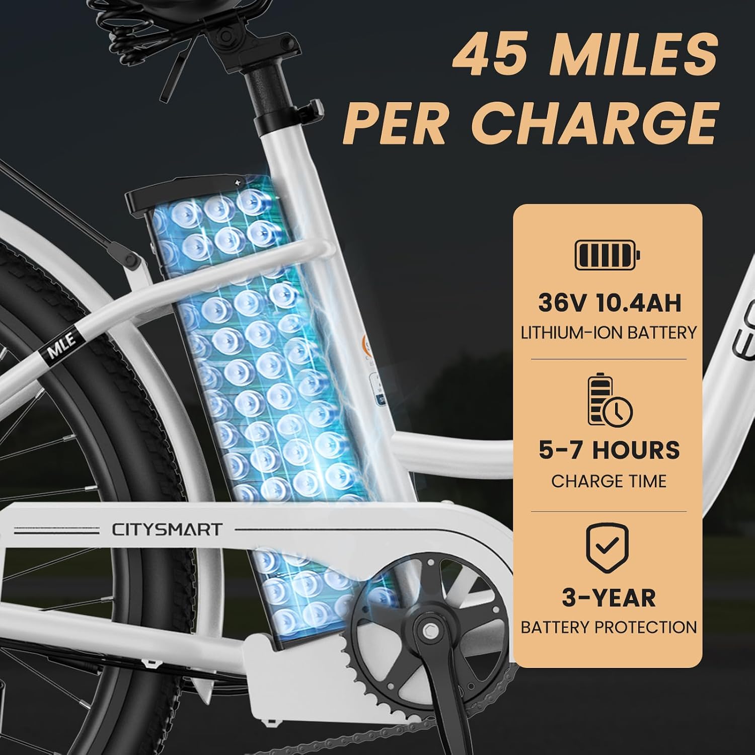 MOONCOOL Electric Bike for Adults, 700W Peak Power 7 Speed Step Through Electric Cruiser Bike, 40 Miles Electric Bicycle with 36V 10.4Ah Battery, Aluminum Frame City Commuter E Bikes for Women, Men